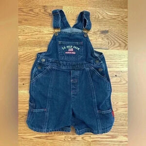 US Polo Assn Bib Overalls 4T Toddler Jean Shorts American Flag Dark Blue